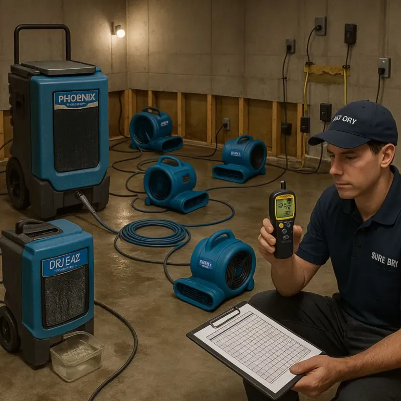 Structural Drying and Dehumidification process in Owensville, IN